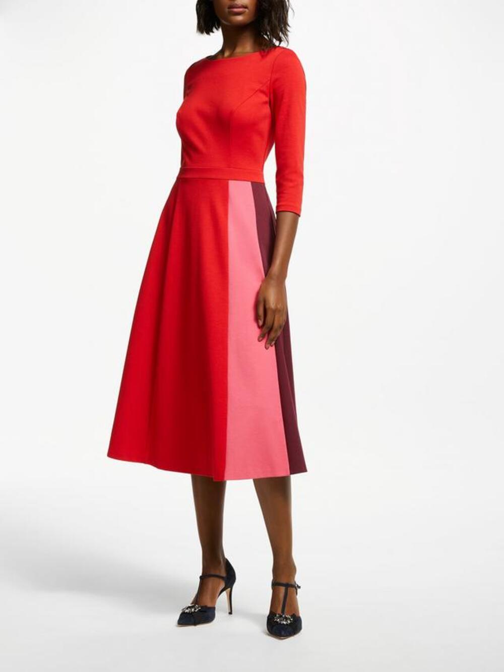 Boden Claudia Ponte Dress, Poinsettia red purple pink sz 14 midi